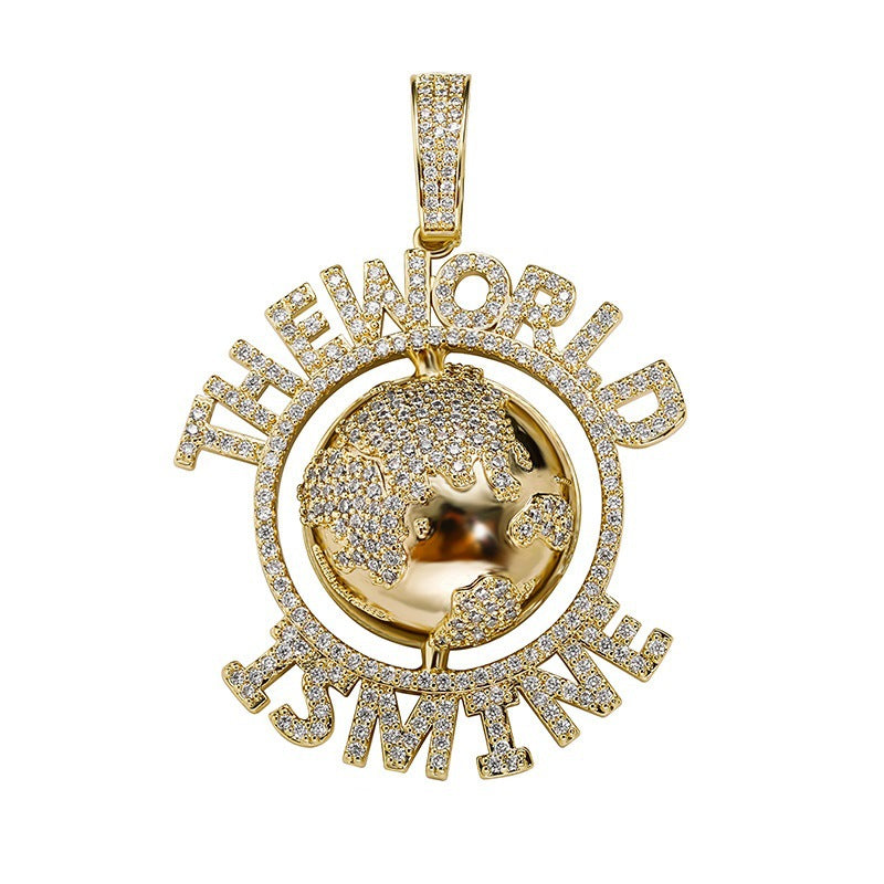 Hot Selling Earth Hip Hop Pendant Necklace With Glossy Zircon