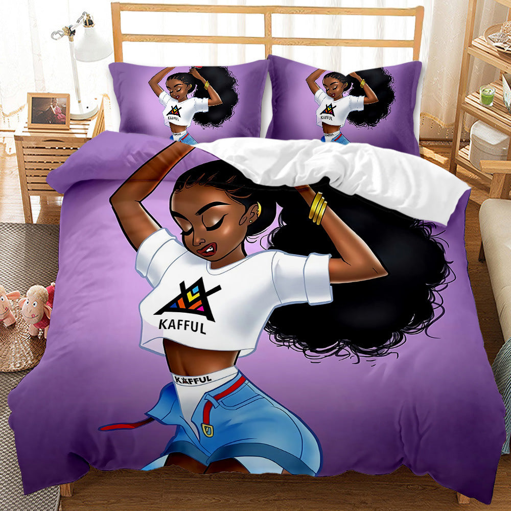 3D Printed Duvet Cover Four-piece Bedding Set For African Girls