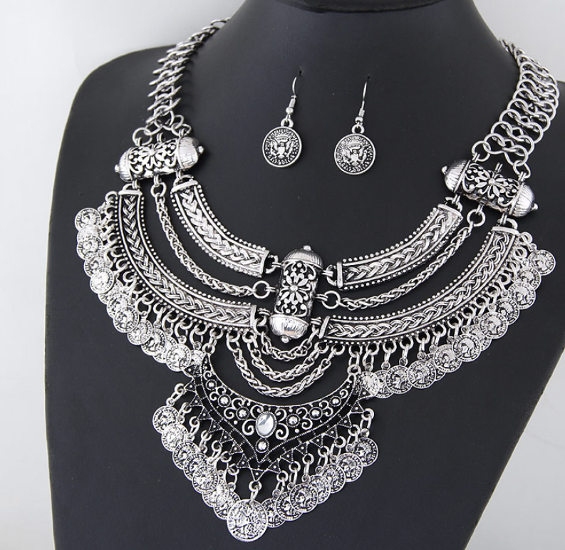 Coin set necklace