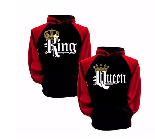 KING QUEEN King and Queen Crown Couple Color Block Sweatshirt
