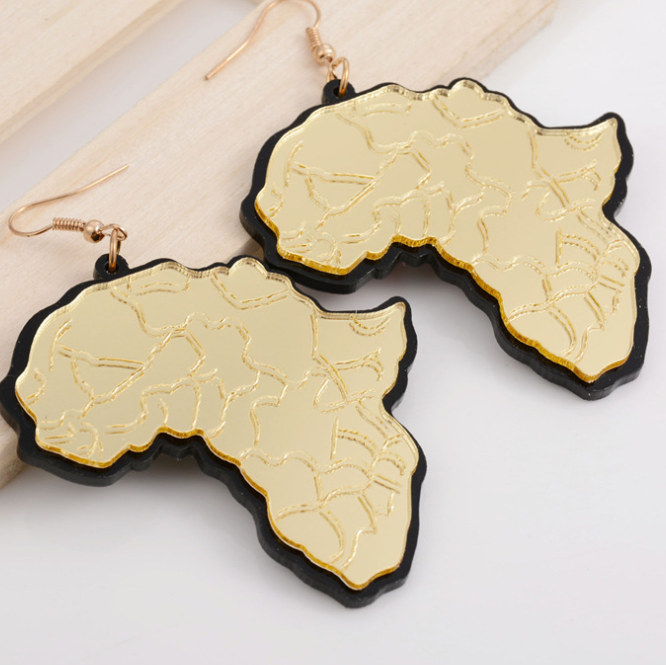 Golden Africa map pendant