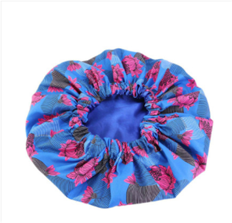 Pattern Satin Linned Bonnet Women Long Ribbon Headwrap