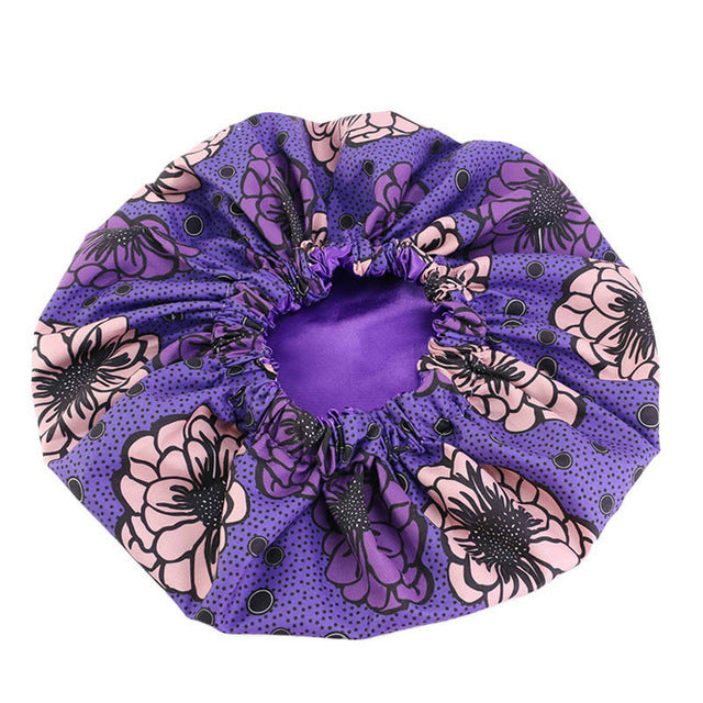 3pc Pattern Satin Linned Bonnet Women Long Ribbon Headwrap