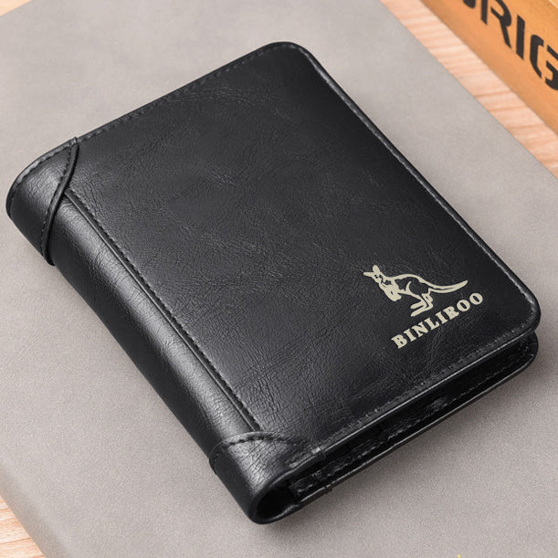 New Casual Short Mens Wallet Solid Color Stitching Anti-Theft Brush Wallet