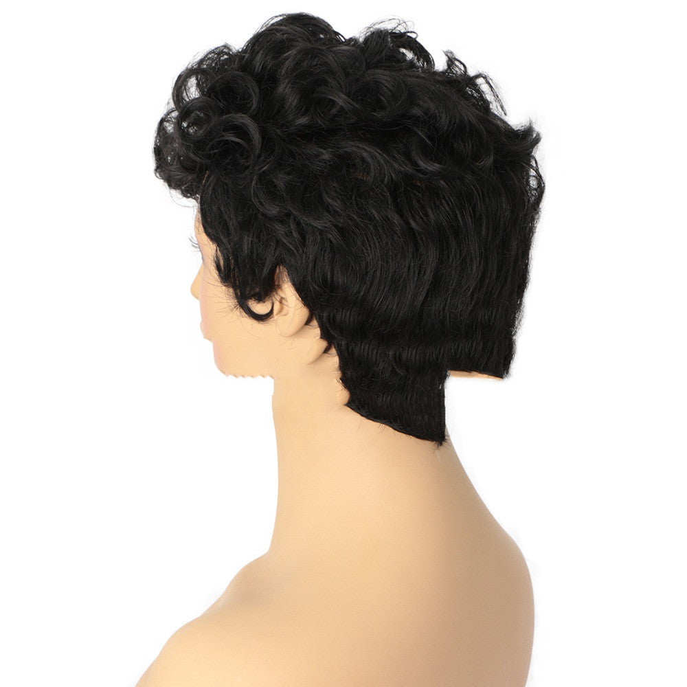 African Small Curly Wig And Chemical Fiber Headgear