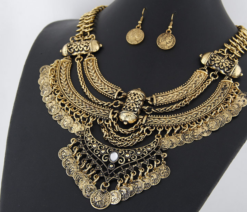 Coin set necklace