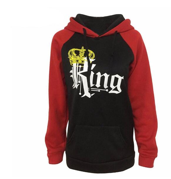 KING QUEEN King and Queen Crown Couple Color Block Sweatshirt