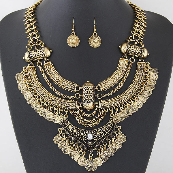 Coin set necklace