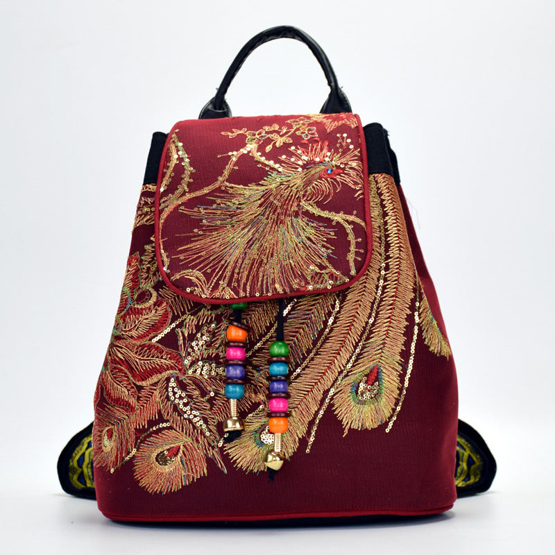 Ethnic knapsack with embroidery