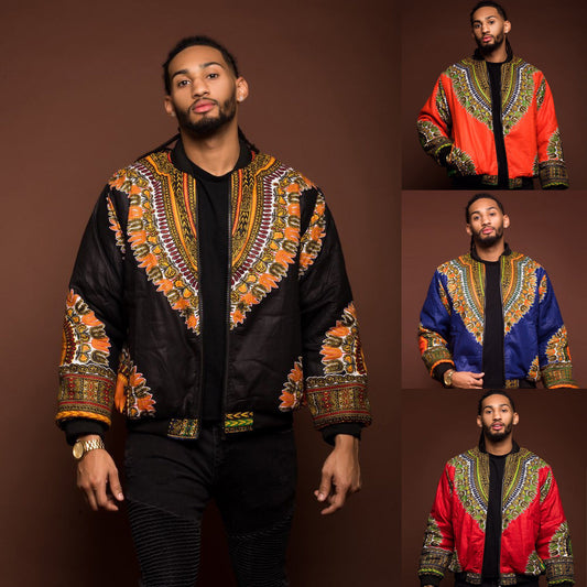 Retro ethnic men's jacket african print coat