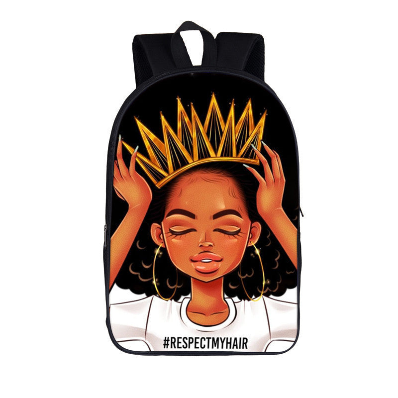 3D African Girl New Cartoon Print Backpack