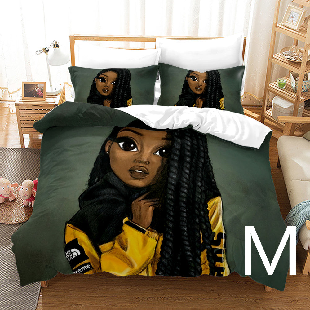 African Girl 3D Printed Bedding Set