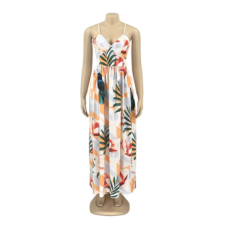 Hot Selling Fashion Strap Print Beach Dress