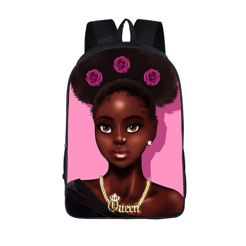 3D African Girl New Cartoon Print Backpack