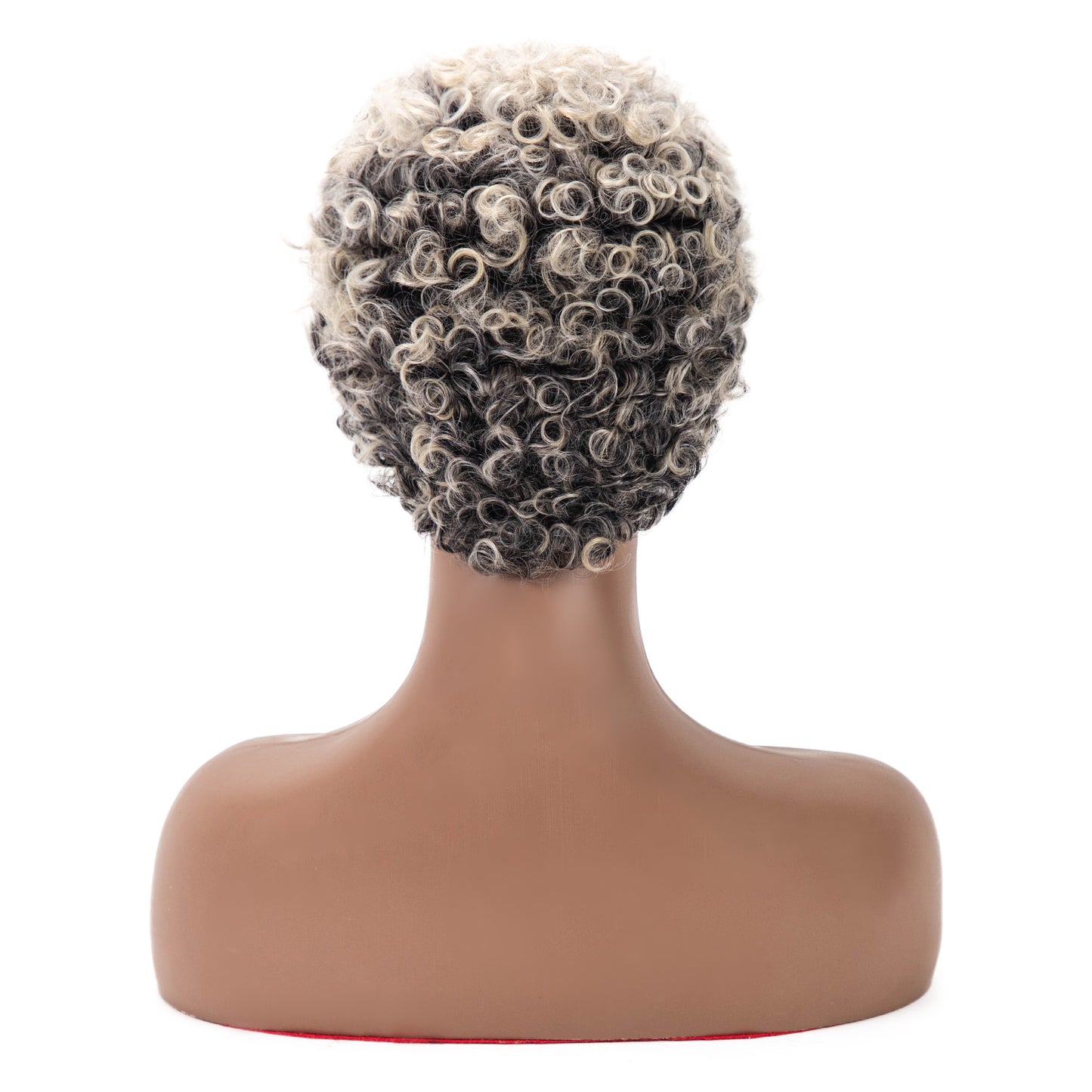 African Small Curly Wig Ladies Silver White Chemical Fiber Head