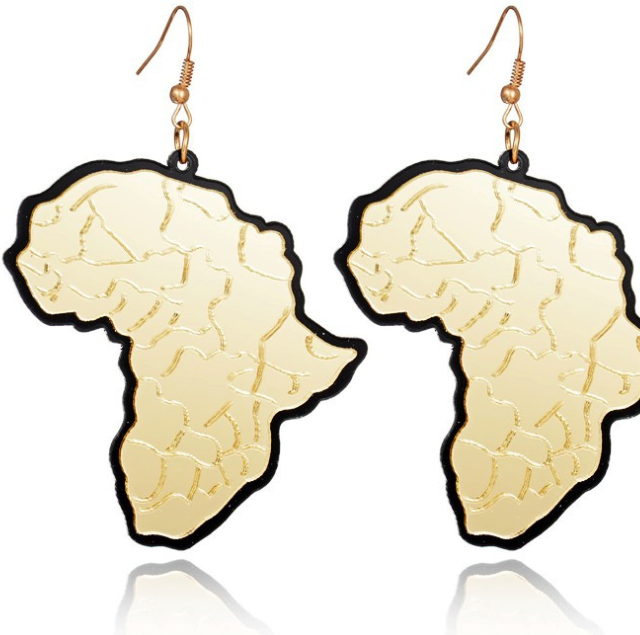 Golden Africa map pendant