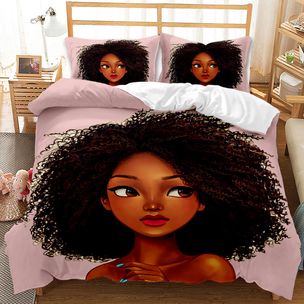 3D Printed Duvet Cover Four-piece Bedding Set For African Girls