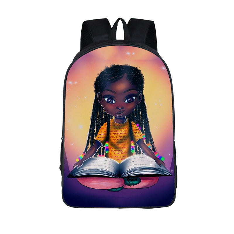 3D African Girl New Cartoon Print Backpack