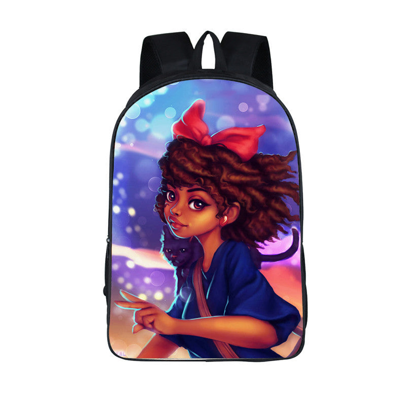 3D African Girl New Cartoon Print Backpack