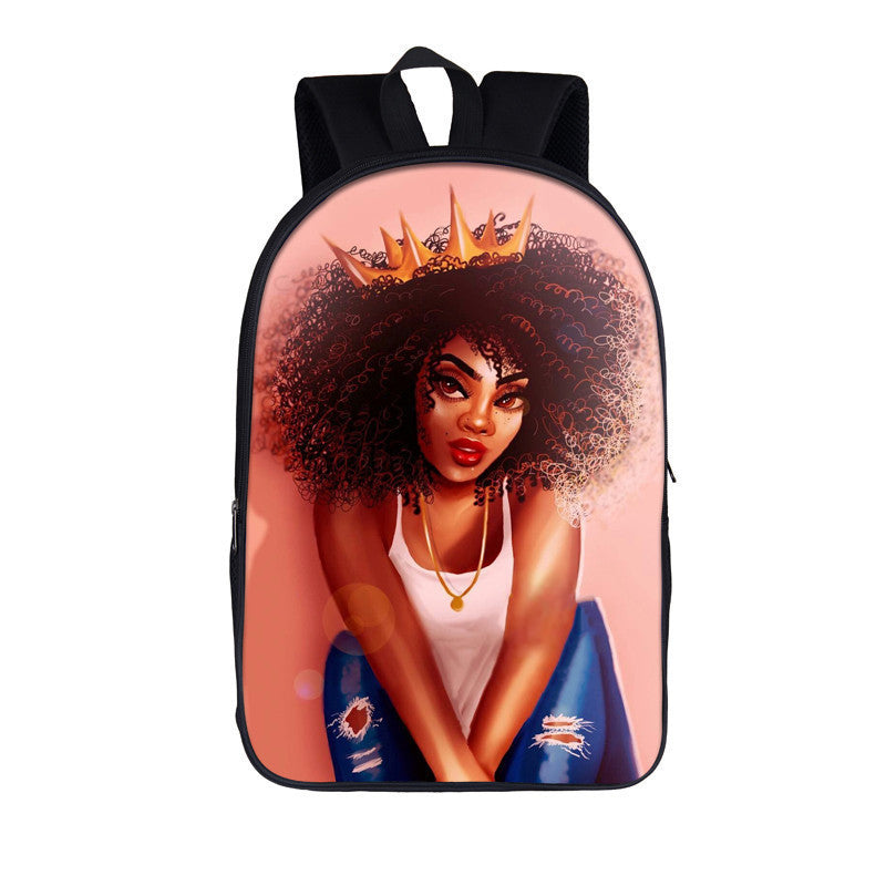 3D African Girl New Cartoon Print Backpack