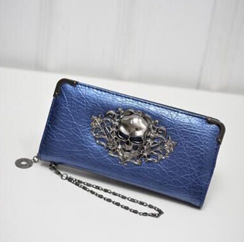 2021 Wallet Female Clutch Coin Purse Women PU Leather Wallet Long Zipper Closed Wallets Skull Flower Design Lady Purses