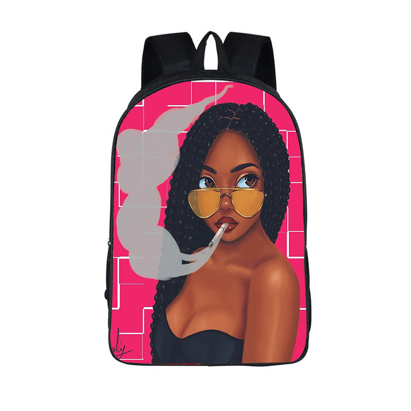 3D African Girl New Cartoon Print Backpack