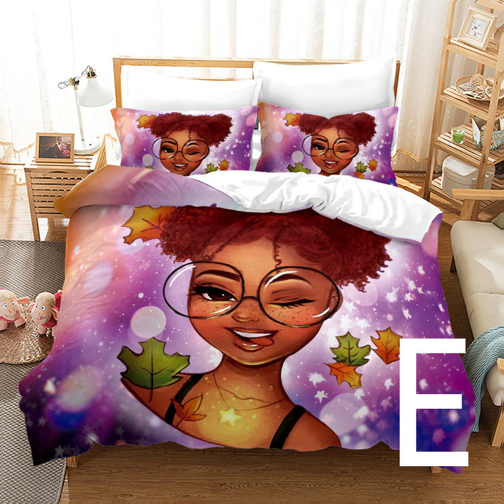 African Girl 3D Printed Bedding Set