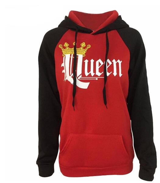 KING QUEEN King and Queen Crown Couple Color Block Sweatshirt