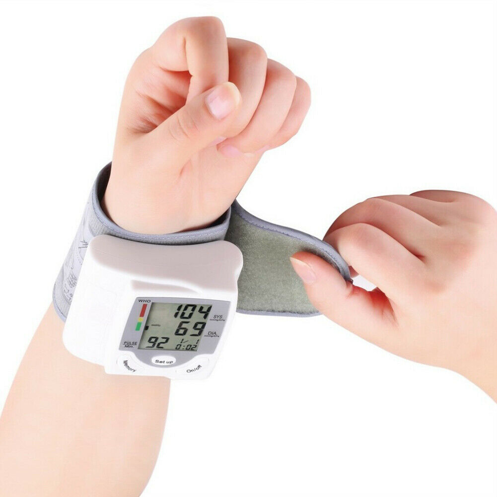 Digital LCD Wrist Blood Pressure Monitor Heart-Beat Rate Pulse Meter Measure