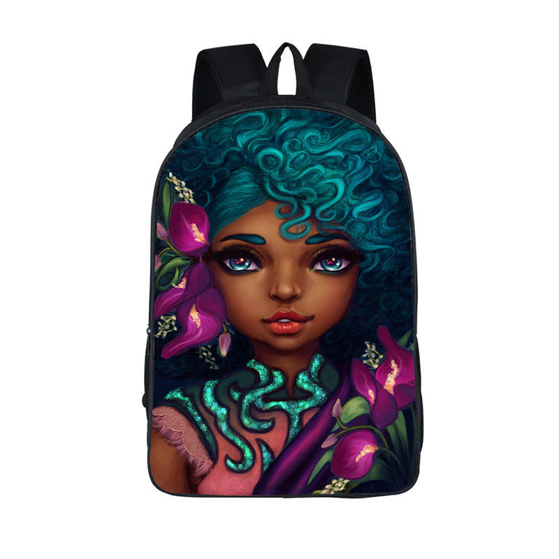 3D African Girl New Cartoon Print Backpack