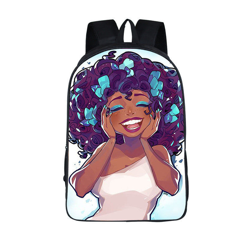 3D African Girl New Cartoon Print Backpack