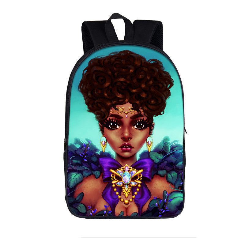 3D African Girl New Cartoon Print Backpack