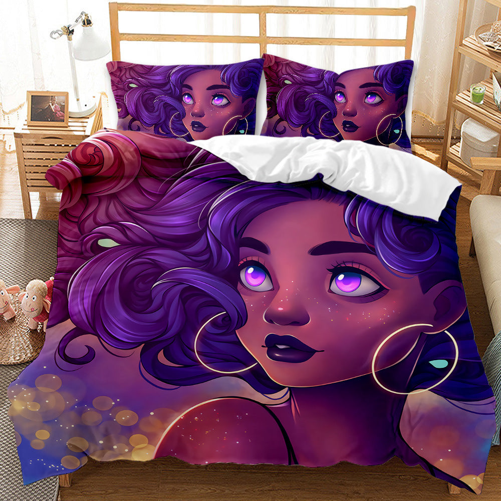 3D Printed Duvet Cover Four-piece Bedding Set For African Girls