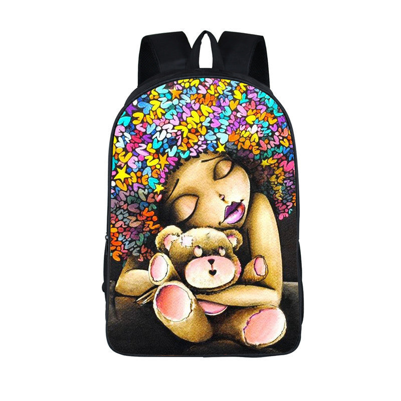 3D African Girl New Cartoon Print Backpack