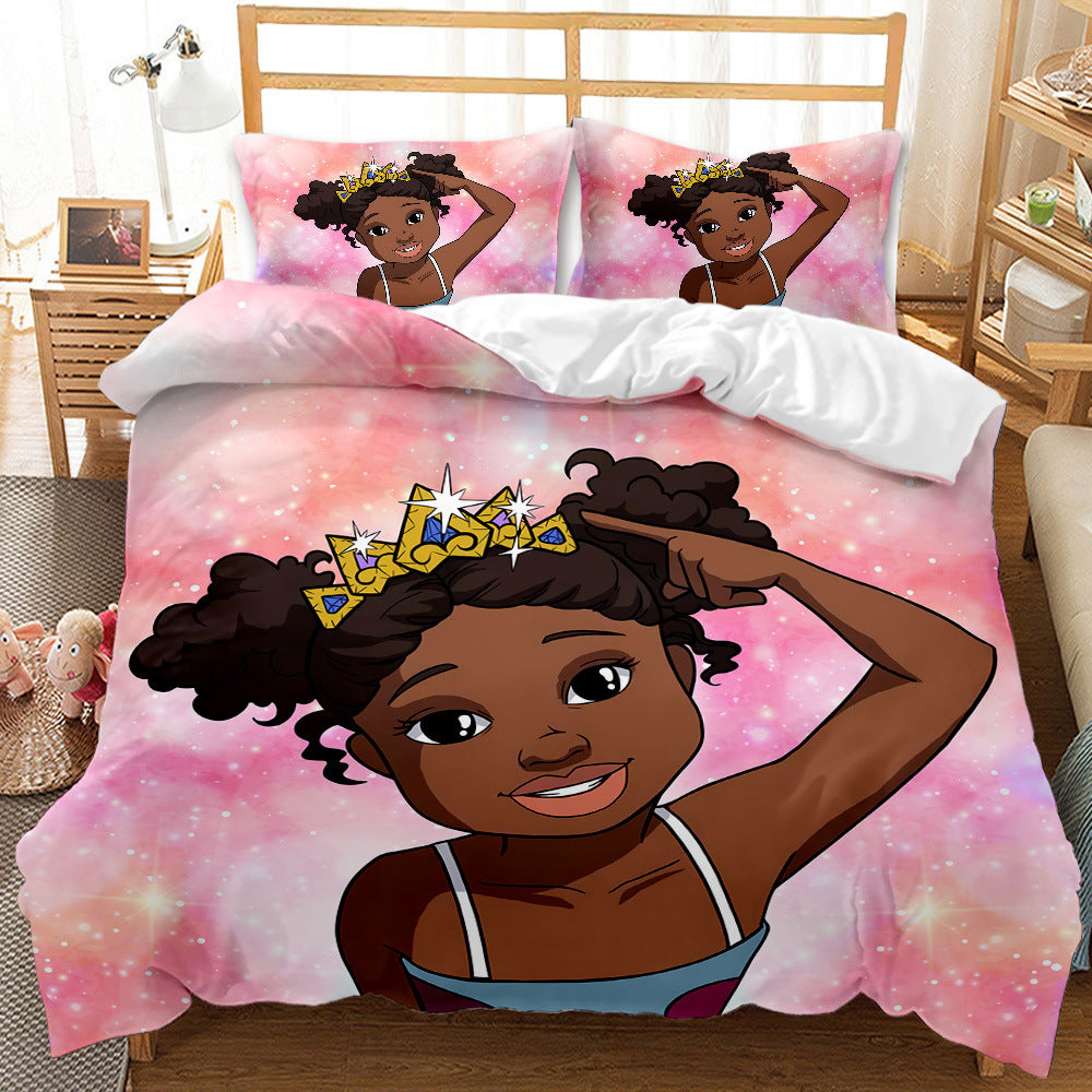 3D Printed Duvet Cover Four-piece Bedding Set For African Girls